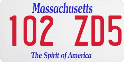 MA license plate 102ZD5