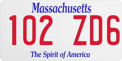MA license plate 102ZD6