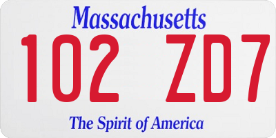 MA license plate 102ZD7