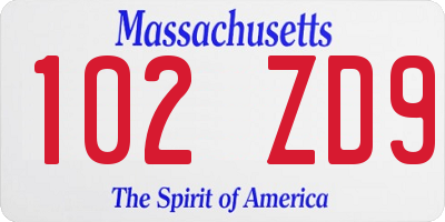 MA license plate 102ZD9