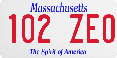 MA license plate 102ZE0