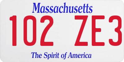 MA license plate 102ZE3