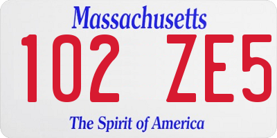 MA license plate 102ZE5