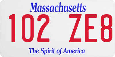 MA license plate 102ZE8
