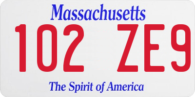 MA license plate 102ZE9