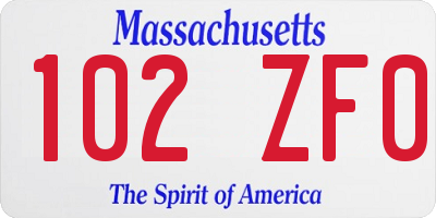 MA license plate 102ZF0