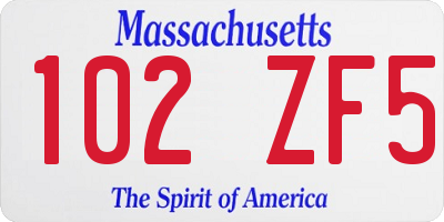 MA license plate 102ZF5