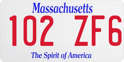 MA license plate 102ZF6