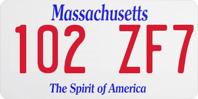 MA license plate 102ZF7