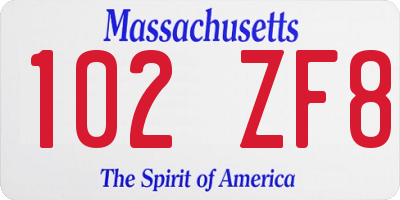 MA license plate 102ZF8