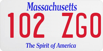 MA license plate 102ZG0