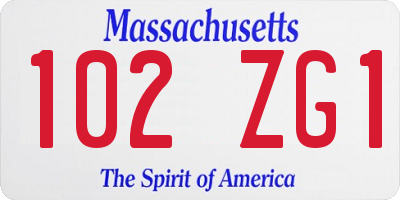 MA license plate 102ZG1