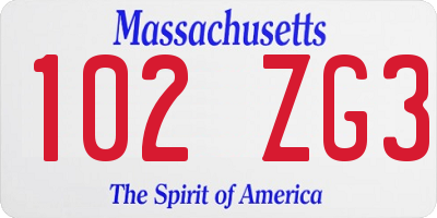 MA license plate 102ZG3