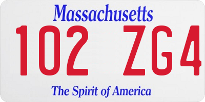 MA license plate 102ZG4