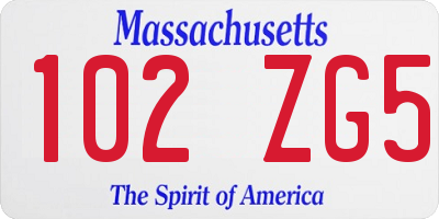 MA license plate 102ZG5