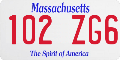 MA license plate 102ZG6
