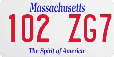 MA license plate 102ZG7