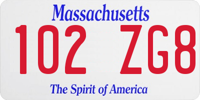 MA license plate 102ZG8