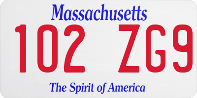 MA license plate 102ZG9