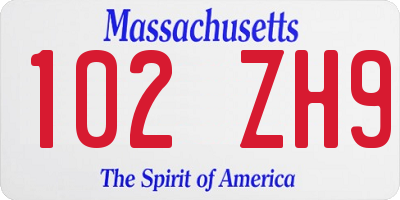 MA license plate 102ZH9