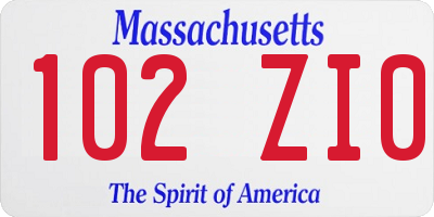 MA license plate 102ZI0