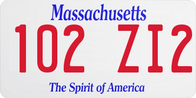 MA license plate 102ZI2