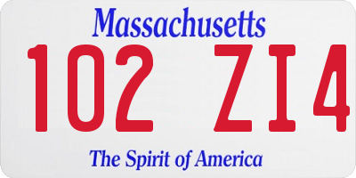 MA license plate 102ZI4