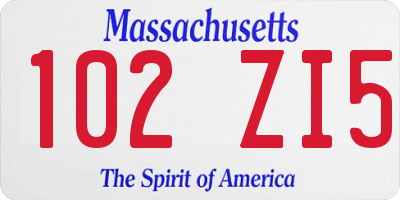 MA license plate 102ZI5