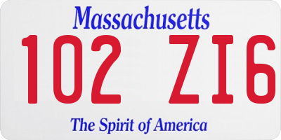 MA license plate 102ZI6