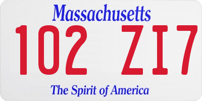 MA license plate 102ZI7