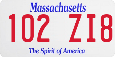 MA license plate 102ZI8