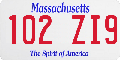 MA license plate 102ZI9