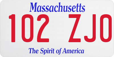 MA license plate 102ZJ0