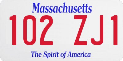 MA license plate 102ZJ1