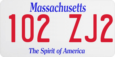 MA license plate 102ZJ2