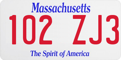 MA license plate 102ZJ3