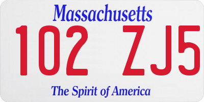 MA license plate 102ZJ5