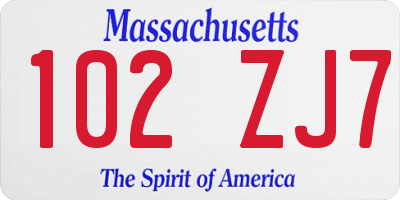 MA license plate 102ZJ7