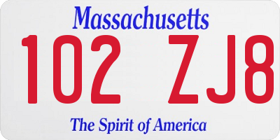 MA license plate 102ZJ8