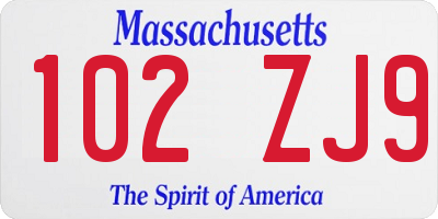 MA license plate 102ZJ9