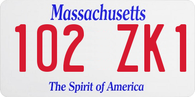 MA license plate 102ZK1