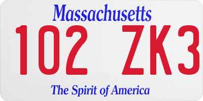 MA license plate 102ZK3