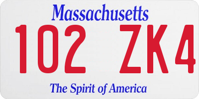 MA license plate 102ZK4