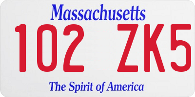 MA license plate 102ZK5