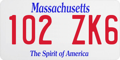 MA license plate 102ZK6