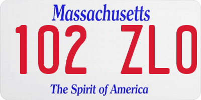 MA license plate 102ZL0