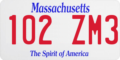 MA license plate 102ZM3