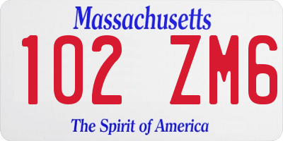 MA license plate 102ZM6
