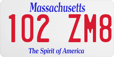 MA license plate 102ZM8