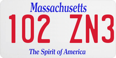 MA license plate 102ZN3